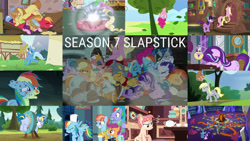 Size: 1191x671 | Tagged: safe, edit, edited screencap, editor:quoterific, imported from derpibooru, screencap, applejack, big macintosh, bow hothoof, derpy hooves, feather bangs, flash magnus, fluttershy, maud pie, meadowbrook, mistmane, pinkie pie, rainbow dash, rarity, raspberry vinaigrette, rockhoof, scootaloo, skeedaddle, smooth vibes, somnambula, spike, star swirl the bearded, starlight glimmer, sugar belle, sunburst, trixie, twilight sparkle, windy whistles, alicorn, dragon, earth pony, pegasus, pony, unicorn, a health of information, a royal problem, all bottled up, campfire tales, discordant harmony, hard to say anything, marks and recreation, parental glideance, rock solid friendship, season 7, shadow play, triple threat, applejack's hat, bag, ballerina, board game, butt, circling stars, cloudsdale, cowboy hat, dizzy, dragon pit, eyes closed, female, filly, floppy ears, flutterbutt, glimmer glutes, hat, hive, male, mane seven, mane six, mare, plot, red dot, saddle bag, slapstick, smiling, stallion, tutu, twilarina, twilight sparkle (alicorn), twilight's castle, upside down, wall of tags