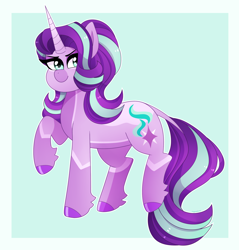 Size: 2646x2766 | Tagged: safe, artist:emera33, imported from derpibooru, starlight glimmer, pony, unicorn, female, high res, mare, raised hoof, redesign, solo