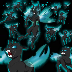 Size: 1771x1771 | Tagged: safe, artist:byemyfriends, imported from derpibooru, queen chrysalis, changeling, changeling queen, black background, female, scar, simple background