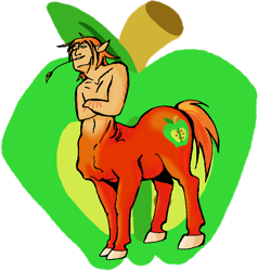 Size: 696x731 | Tagged: dead source, safe, artist:khilx, artist:opossumberry, imported from twibooru, big macintosh, centaur, banned from derpibooru, cutie mark, image, mad at the internet, male, png, simple background, solo, straw in mouth, transparent background