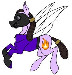 Size: 2954x3072 | Tagged: safe, artist:agdapl, imported from ponybooru, flutter pony, pony, clothes, crossover, female, gas mask, mask, ponified, rule 63, species swap, team fortress 2, wings