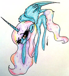 Size: 2301x2544 | Tagged: safe, artist:beamybutt, imported from derpibooru, oc, oc only, alicorn, pony, alicorn oc, eyelashes, female, high res, horn, mare, signature, solo, traditional art, wings