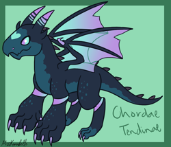 Size: 1750x1500 | Tagged: safe, artist:misskanabelle, imported from derpibooru, oc, oc only, oc:chordae tendinae, dragon, hybrid, abstract background, dragon oc, interspecies offspring, male, offspring, parent:princess ember, parent:thorax, parents:embrax, signature, solo