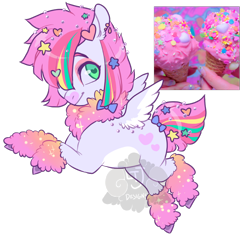 Size: 700x700 | Tagged: safe, artist:lavvythejackalope, imported from derpibooru, oc, oc only, earth pony, pony, cupcake, earth pony oc, ethereal mane, food, hair over one eye, heart eyes, simple background, smiling, solo, starry mane, transparent background, wingding eyes