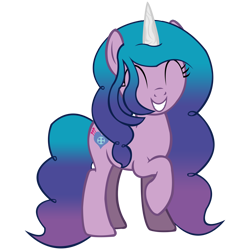 Size: 7700x7700 | Tagged: safe, artist:laszlvfx, imported from derpibooru, izzy moonbow, pony, unicorn, absurd resolution, excited, eyes closed, female, g4, g5, g5 to g4, mare, raised hoof, simple background, smiling, transparent background