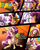 Size: 2400x3000 | Tagged: safe, artist:keytee-chan, imported from derpibooru, maud pie, nurse redheart, princess celestia, saffron masala, oc, oc:nurse sun care, oc:princess spicy life, alicorn, earth pony, unicorn, comic:the great big fusion 2 remake, comic, cutie mark, fusion, hair bun, high res, lipstick, makeup, sweat, sweatdrop