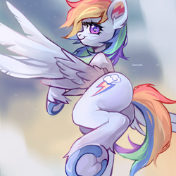 Size: 3000x3000 | Tagged: safe, artist:kencee6, imported from derpibooru, rainbow dash, pegasus, pony, butt, female, flying, frog (hoof), high res, mare, plot, solo, underhoof