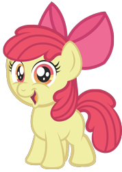 Size: 1108x1554 | Tagged: safe, artist:aleximusprime, imported from derpibooru, apple bloom, earth pony, pony, female, filly, happy, open mouth, open smile, simple background, smiling, solo, transparent background