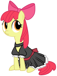 Size: 3543x4677 | Tagged: safe, artist:kooner-cz, imported from derpibooru, apple bloom, earth pony, pony, clothes, dress, female, filly, maid, simple background, sitting, solo, transparent background