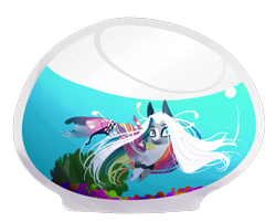 Size: 883x711 | Tagged: safe, artist:trainerfairy, imported from derpibooru, oc, oc only, merpony, blue eyes, bubble, coral, dorsal fin, fish tail, flowing mane, flowing tail, looking at you, seaweed, simple background, smiling, solo, tail, transparent background, underwater, water, white mane