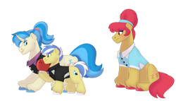 Size: 1280x732 | Tagged: safe, artist:itstechtock, imported from derpibooru, allie way, big wig, strike, earth pony, pony, unicorn, aunt and nephew, bowling ball, colt, female, male, mare, simple background, transparent background