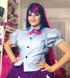 Size: 866x960 | Tagged: safe, artist:sarahndipity cosplay, imported from derpibooru, twilight sparkle, human, equestria girls, clothes, cosplay, costume, facebook, hand on hip, irl, irl human, photo