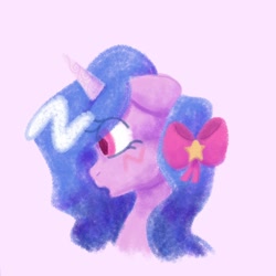 Size: 1080x1080 | Tagged: safe, artist:weirdwebart, imported from derpibooru, izzy moonbow, pony, unicorn, blushing, bust, female, g5, simple background, solo, white background