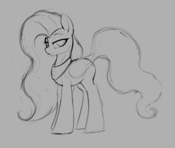 Size: 610x518 | Tagged: safe, fluttershy, pony, alternate mane style, monochrome, simple background, sketch