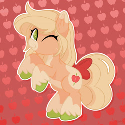 Size: 3738x3738 | Tagged: safe, artist:twxly, imported from derpibooru, applejack, earth pony, pony, friendship is magic, apple, food, g4, redesign, solo
