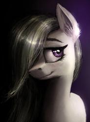 Size: 765x1037 | Tagged: safe, artist:magfen, imported from derpibooru, marble pie, pony, bust, ear fluff, female, hair over one eye, mare, portrait, solo