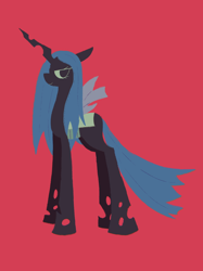 Size: 2048x2732 | Tagged: safe, artist:cyberspit, imported from derpibooru, queen chrysalis, changeling, changeling queen, female, high res, horn, lineless, red background, simple background, solo