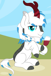 Size: 2232x3320 | Tagged: safe, artist:justinallendel3, imported from derpibooru, oc, oc only, oc:justin delepaz, kirin, alcohol, glass, high res, looking at you, male, simple background, solo, stallion, wine, wine glass