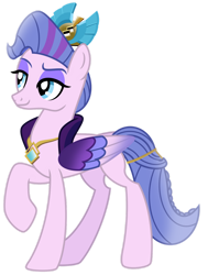 Size: 1024x1358 | Tagged: safe, artist:emeraldblast63, imported from derpibooru, queen haven, pegasus, pony, female, g4, g5, g5 to g4, mare, raised hoof, simple background, smiling, smirk, solo, transparent background