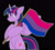 Size: 1280x1151 | Tagged: safe, artist:pokeshadow, artist:pokeskugga, imported from derpibooru, twilight sparkle, alicorn, pony, bi, bi twi, bisexual, bisexual flag, bisexual pride, bisexual pride flag, bisexual twilight, black background, gender headcanon, headcanon, hind legs, holding a flag, lgbt headcanon, looking at you, no pupils, pride, pride flag, pride month, simple background, solo, spread wings, standing upright, twilight sparkle (alicorn), wings