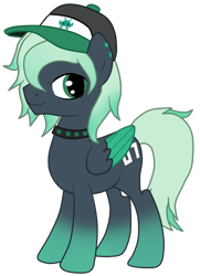 Size: 1057x1462 | Tagged: safe, imported from derpibooru, oc, oc only, oc:32-bits, pegasus, pony, androgynous, base used, baseball cap, cap, choker, coat markings, colored wings, hat, multicolored mane, multicolored wings, piercing, simple background, transparent background, wings