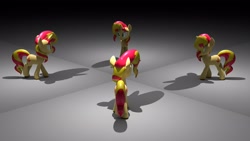 Size: 3840x2160 | Tagged: safe, artist:wissle, imported from derpibooru, sunset shimmer, pony, unicorn, 3d, atg 2021, blender, female, high res, mare, mirror, newbie artist training grounds, reflection, simple background, solo, walking