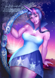 Size: 636x900 | Tagged: safe, artist:ladykraken, imported from derpibooru, twilight sparkle, human, clothes, dress, horn, horned humanization, humanized, pony coloring, solo