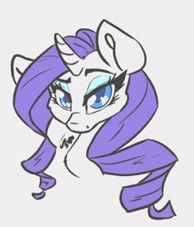 Size: 1130x1321 | Tagged: safe, artist:leadhooves, imported from derpibooru, rarity, pony, unicorn, bust, female, lidded eyes, mare, simple background, solo