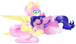 Size: 3923x2300 | Tagged: safe, artist:vanillaswirl6, imported from derpibooru, fluttershy, pipp petals, pegasus, pony, adorapipp, cuddling, cute, duo, eyes closed, fluffy, g5, generation leap, high res, simple background, transparent background