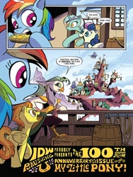 Size: 768x1024 | Tagged: safe, artist:andypriceart, idw, imported from derpibooru, bon bon, captain celaeno, lyra heartstrings, rainbow dash, spitfire, sweetie drops, my little pony: the movie, spoiler:comic, spoiler:comic100, ornithia, preview, season 10