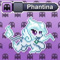 Size: 1024x1024 | Tagged: safe, artist:tony yotes, artist:yotes games, artist:yotesmark, imported from derpibooru, oc, oc only, oc:phantina, ghost, ghost pony, pegasus, pony, undead, battle gem ponies, eeveelution, ghostpony, pixel art, pokémon, ponymon, solo, spirit