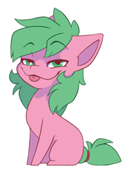 Size: 768x1042 | Tagged: safe, alternate version, artist:arctic-fox, imported from derpibooru, oc, oc only, oc:pine berry, earth pony, pony, alternate character, chibi, simple background, solo, tongue out, transparent background