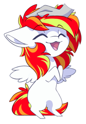 Size: 725x1043 | Tagged: safe, alternate version, artist:arctic-fox, imported from derpibooru, oc, oc only, oc:diamond sun, pegasus, pony, alternate character, chibi, hand, head pat, pat, simple background, solo, transparent background