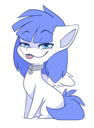 Size: 796x1081 | Tagged: safe, alternate version, artist:arctic-fox, imported from derpibooru, oc, oc only, oc:snow pup, pegasus, pony, alternate character, chibi, collar, simple background, solo, tongue out, transparent background