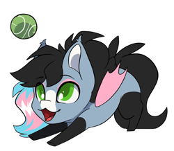 Size: 1031x899 | Tagged: safe, alternate version, artist:arctic-fox, imported from derpibooru, oc, oc only, oc:starskipper, bat pony, pony, alternate character, ball, bat pony oc, bat wings, chibi, simple background, solo, tennis ball, transparent background, wings