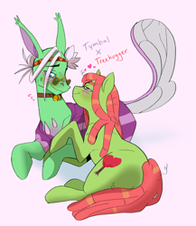 Size: 1654x1908 | Tagged: safe, artist:aztrial, imported from derpibooru, free love (changedling), tree hugger, changedling, changeling, pony, unicorn, to change a changeling, blushing, collar, dreadlocks, female, glasses, headband, headcanon in the description, hippie, interspecies, lesbian, male, pince-nez, round glasses, shipping, straight, sunglasses, treebal, tymbal