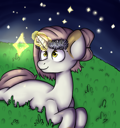 Size: 2500x2650 | Tagged: safe, artist:0blackster, artist:ranillopa, imported from derpibooru, oc, oc only, pony, unicorn, commission, digital art, female, grass, high res, hooves, horn, mare, smiling, solo, tail