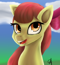 Size: 1600x1750 | Tagged: safe, artist:guatergau5, imported from derpibooru, apple bloom, earth pony, pony, bust, female, filly, portrait, solo