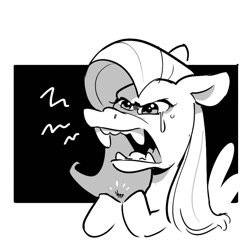 Size: 821x821 | Tagged: safe, artist:kylesmeallie, imported from derpibooru, fluttershy, ant, insect, pegasus, pony, angry, black and white, crying, female, grayscale, mare, monochrome, open mouth, solo, teeth