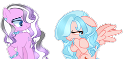 Size: 3956x1884 | Tagged: safe, artist:kiwifroggy0, imported from derpibooru, cozy glow, diamond tiara, earth pony, pegasus, pony, a better ending for cozy, base used, crossed arms, duo, duo female, female, frown, high res, mare, older, older cozy glow, older diamond tiara, simple background, smiling, transparent background