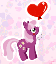 Size: 824x945 | Tagged: safe, artist:therainbowtroll, imported from derpibooru, cheerilee, earth pony, pony, balloon, blushing, cute, heart, heart balloon, hearts and hooves day, mouth hold, solo