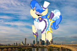 Size: 2700x1800 | Tagged: safe, artist:dashiesparkle, artist:thegiantponyfan, imported from derpibooru, sapphire shores, earth pony, pony, dallas, female, giant pony, giant/macro earth pony, giantess, high res, highrise ponies, irl, macro, mare, mega giant, photo, ponies in real life, texas