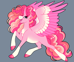 Size: 2600x2200 | Tagged: safe, artist:loryska, imported from derpibooru, oc, oc only, alicorn, pony, colored wings, female, high res, magical lesbian spawn, mare, multicolored wings, offspring, parent:pinkie pie, parent:princess cadance, simple background, solo, wings