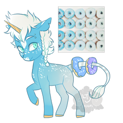 Size: 800x800 | Tagged: safe, artist:lavvythejackalope, imported from derpibooru, oc, oc only, pony, unicorn, braid, donut, food, horn, raised hoof, simple background, solo, transparent background, unicorn oc