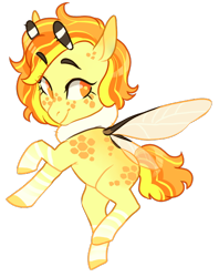 Size: 450x568 | Tagged: safe, artist:lavvythejackalope, imported from derpibooru, oc, oc only, bee pony, original species, pony, eyelashes, female, freckles, mare, simple background, smiling, solo, transparent background