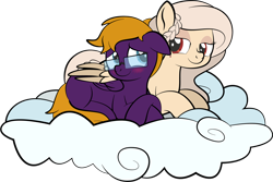 Size: 1920x1284 | Tagged: safe, artist:alexdti, imported from derpibooru, oc, oc only, oc:purple creativity, oc:tibias, pegasus, pony, cloud, female, mare, simple background, transparent background