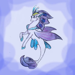 Size: 2449x2449 | Tagged: safe, artist:savzo, imported from derpibooru, queen novo, seapony (g4), my little pony: the movie, collar, crown, dorsal fin, female, fin wings, fins, fish tail, flowing tail, high res, jewelry, purple eyes, purple mane, purple wings, regalia, solo, tail, wings