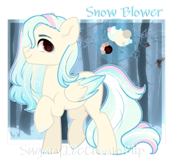 Size: 1280x1173 | Tagged: safe, artist:sugaryicecreammlp, imported from derpibooru, oc, oc only, oc:snow blower, pegasus, pony, adopted offspring, color palette, male, offspring, parent:big macintosh, parent:fluttershy, parents:fluttermac, solo, stallion