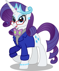 Size: 1920x2300 | Tagged: safe, artist:aleximusprime, artist:n0kkun, imported from derpibooru, rarity, pony, unicorn, flurry heart's story, beads, bowtie, bowties are cool, bracelet, clothes, crown, ear piercing, fashion, glasses, implied shipping, implied sparity, implied straight, jacket, jewelry, older, older rarity, piercing, raises hoof, regalia, simple background, solo, suit, tiara, transparent background, vector