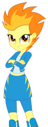 Size: 891x2314 | Tagged: safe, artist:pyrus-leonidas, idw, imported from derpibooru, spitfire, equestria girls, clothes, crossed arms, equestria girls-ified, female, simple background, solo, tomboy, transparent background, uniform, vector, wonderbolts uniform, wondercolts